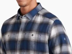 The Law™ Flannel -Sports Clothing Shop 7373 law flannel ls blue gravel detail 2 pdp photo